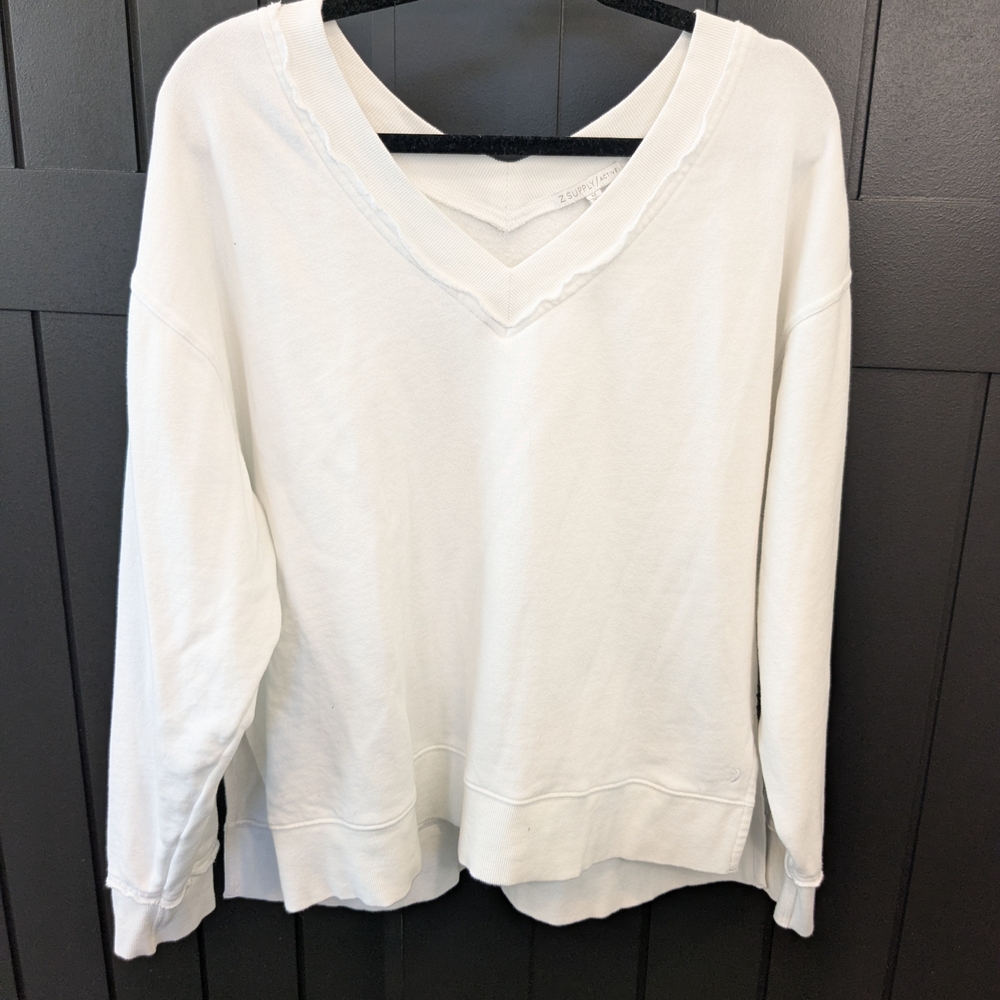 Z Supply Active White V-Neck Top